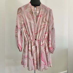 Olivaceous Swirl Print Tie Waist Dress